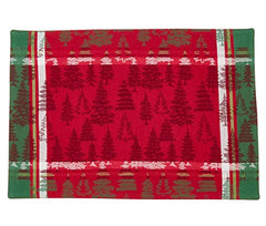 Fennco Styles Christmas Tree Plaid Design 100% Cotton Table Linens - Various Sizes for Home, Holiday, Family Gathering and Special Occasion