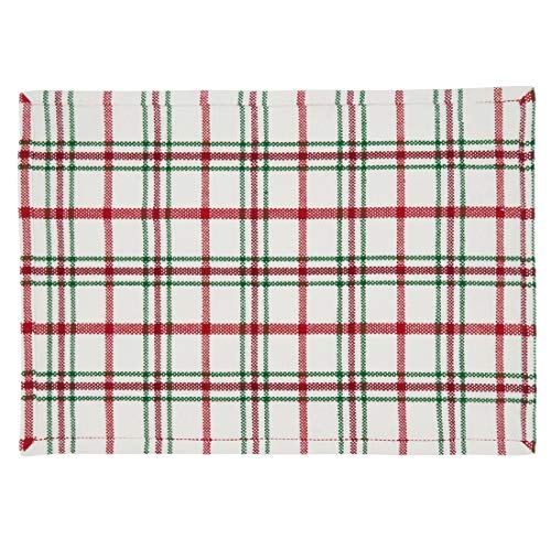Fennco Styles Holiday Plaid Design 100% Cotton Table Runner 13" W x 72" L - Red Green Table Cover for Home, Dining Table Decor, Banquet, Christmas and Special Event