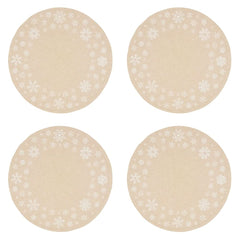 Fennco Styles Christmas Collection Embroidered Design Placemats 14" Round, Set of 4 - Festive Table Mats for Christmas, Winter Holidays, Home Décor, Banquet, Family Gathering, Special Occasion