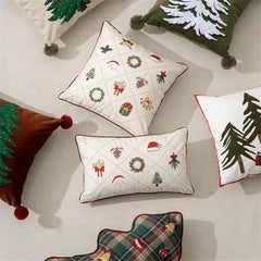 Fennco Styles Christmas Design Velvet Filled Throw Pillow 18" W x 18" L - White Festive Cushion for Home, Winter Holidays Décor, and Special Occasions