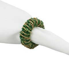 Fennco Styles Hand Beaded Decorative Napkin Rings, Set of 4 - Silver Glass Beads Napkin Holders for Home, Dining Table, Banquet, Christmas, Holiday Décor and Special Occasion
