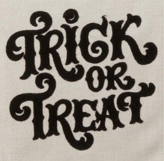 Fennco Styles Trick Or Treat Lace Trim Decorative Throw Pillow 16-Inch Square - Natural Cushion for Home, Couch, Living Room, Office and Halloween Decor