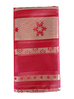 Fennco Styles Holiday Metallic Snowflake Printed Tablecloth 70" W x 70" L - Red Woven Table Cover for Home Décor, Banquet, Family Gathering, Christmas, Special Occasion (20"X20" Napkin, Set of 4)