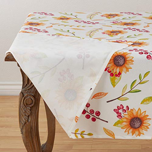 Fennco Styles Helianthus Collection Watercolor Tropical Sunflower Table Linens – Floral Table Linens for Banquets, Dinner Parties, Special Events and Home Décor