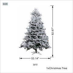 7 Ft Snow-Flocked PE/PVC Hybrid Christmas Tree