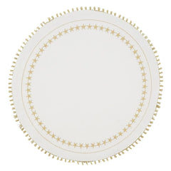 Fennco Styles Christmas Collection Embroidered Design Placemats 14" Round, Set of 4 - Festive Table Mats for Christmas, Winter Holidays, Home Décor, Banquet, Family Gathering, Special Occasion