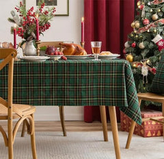 Fennco Styles Classic Plaid Snowflake Holiday Tablecloth - Tartan Rectangular Table Cover for Dining Room, Christmas Décor, and Winter Festivals