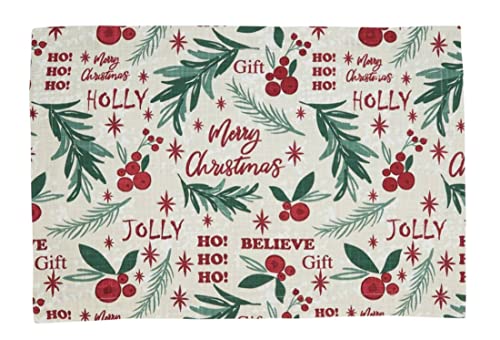 Fennco Styles Holly Christmas Cotton Table Runner 14" W x 72" L – Multicolor Woven Festive Table Cover for Winter Festivals, Holidays Décor, Banquets, Family Gatherings and Special Events
