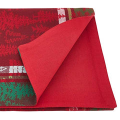 Fennco Styles Christmas Tree Plaid Design 100% Cotton Table Linens - Various Sizes for Home, Holiday, Family Gathering and Special Occasion