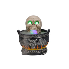 Halloween Skull Cauldron Statue with LED Light