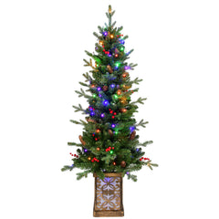 4FT Pre-Lit Christmas Tree with Warm Lights - Green