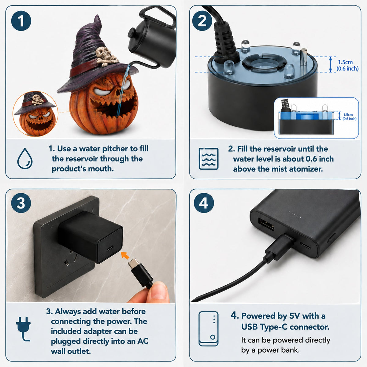 Halloween Jack-O'-Lantern Pumpkin Mist Maker Ornament