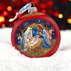 From Stable to Savior Lg Glass Ornament by G.Debrekht - Nativity Holiday Decor - 73956