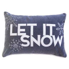 Nneka Let It Snow Lumbar Pillow with Embroidered Snowflakes - Gray, White, or Ivory White