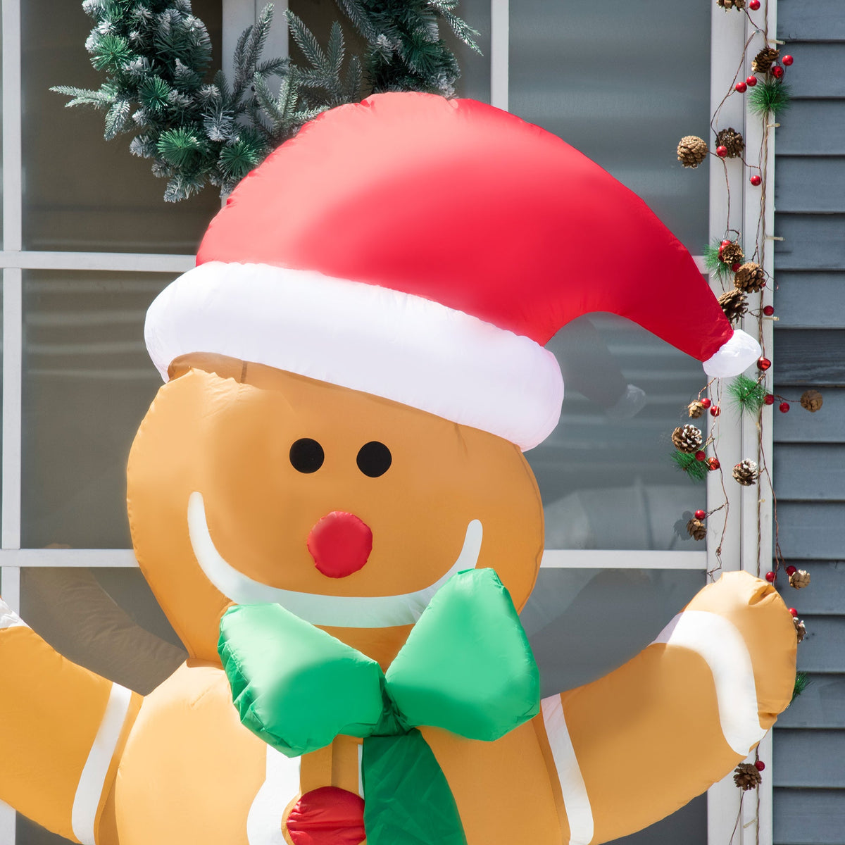 6ft Inflatable Gingerbread Man with LED Lights - Christmas Yard Decoration