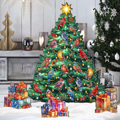 Christmas Birds-Themed Christmas Tree Set Outdoor Indoor Decor Wooden Christmas Decoration by G. Debrekht Christmas Decor - 8191511F-G
