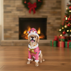 Christmas Labrador Retriever Statue with Santa Outfit - Multicolor