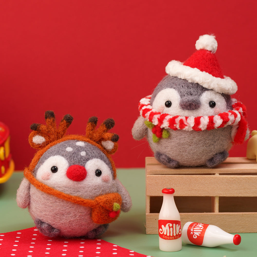 Santa Hat Penguin Needle Felting Kit by Wizardi F07N8-W112