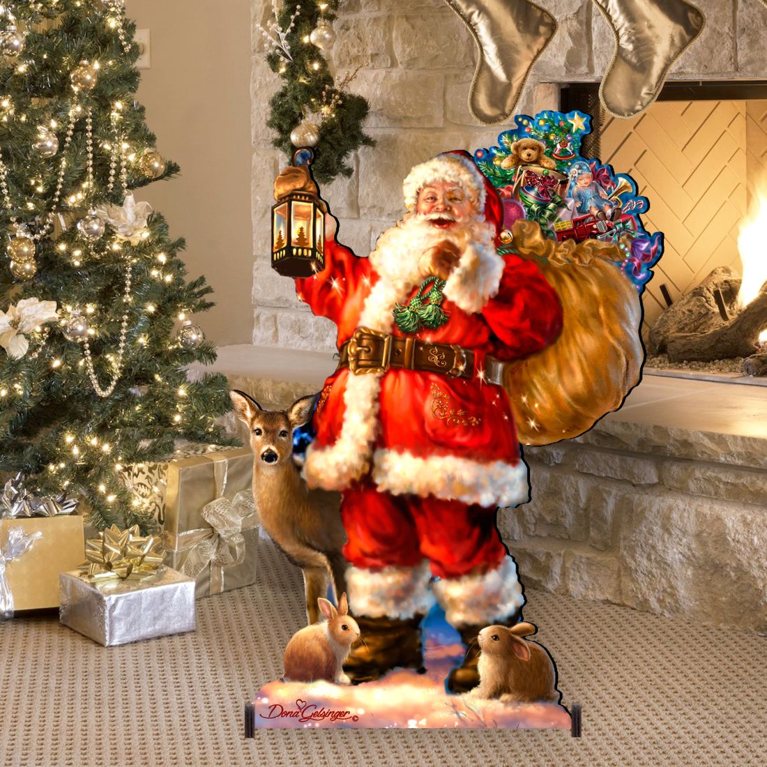 Woodland Santa Christmas Outdoor Decor - Christmas Santa Snowman Decor