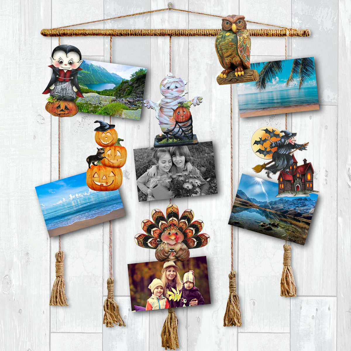 Happy Halloween Clip-On Eco Wood Decorative Ornaments Set of 6 by Jamie Mills-Price and G. Debrekht - Halloween Decor - 8090135C-S6
