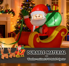 Outdoor Inflatable Santa Claus Decoration with LED Lights - Christmas