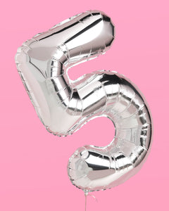 25 Number Balloons - 40" silver foil balloons