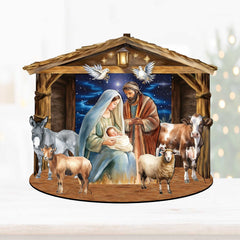 Classic Holy Family Nativity Scene Decorative Village Eco Wood Set by G. Debrekht Nativity Holiday Decor