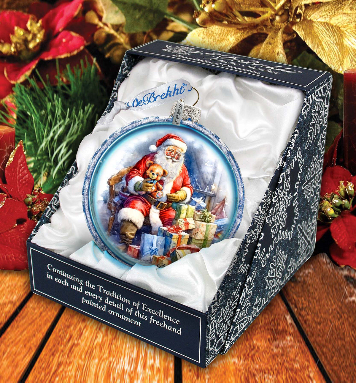Santa Ball Glass Ornament by G. Debrekht - Christmas Santa Snowman Décor