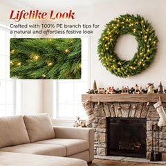 48in Pre-Lit Norwegian Spruce Christmas Wreath with 150 LED Lights - Green