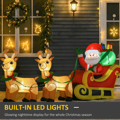 8ft Christmas Inflatable Santa Claus with Sleigh and LED Lights - Red
