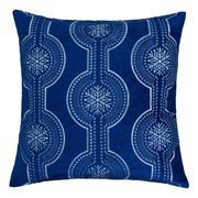 Holiday Velvet Pillow with Embroidered Snowflakes - Blue