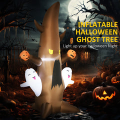 5FT Inflatable Halloween Ghost Tree with LED Lights - Brown