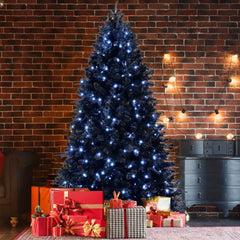 6-Foot Pre-Lit Black Christmas Tree with 350 LED Lights - Black
