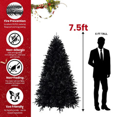 6-Foot Pre-Lit Black Christmas Tree with 350 LED Lights - Black