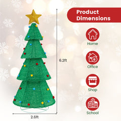6.2 Feet Collapsible Christmas Tree with 200 Built-in LED Lights and Top Star Decoration