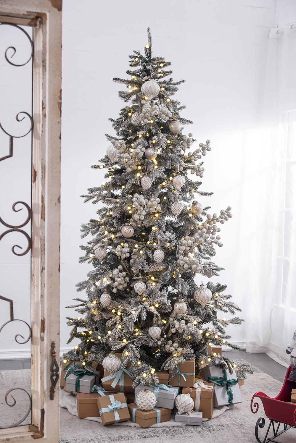 White Glass Christmas Ball Ornaments with Elegant Hanging Design - Set of 6