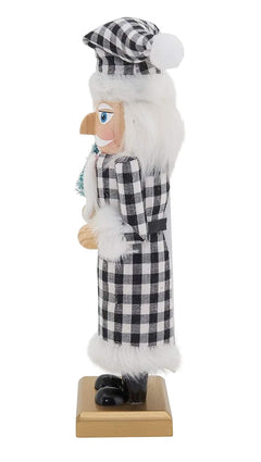 Fennco Styles Handmade Wood Creative Christmas Figurine - Black Buffalo Plaid Nutcracker for Christmas Décor, Holiday, Home, Tabletop and Kids Room Decorations
