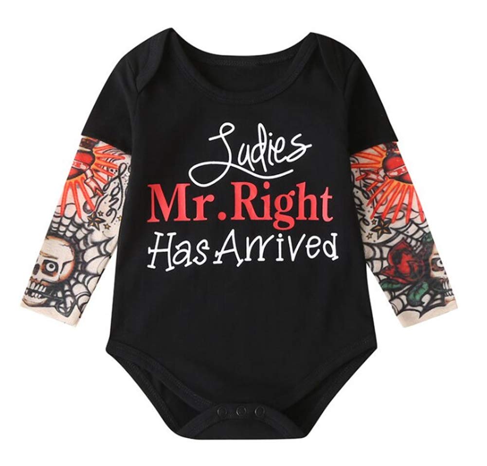 Styles I Love Infant Baby Boys Girls Printed Romper Tattoo Sleeve Cotton Bodysuit Holiday Halloween Outfit