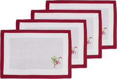 Fennco Styles Embroidered Holly Christmas Tree Double-Layer Holiday Tablecloth