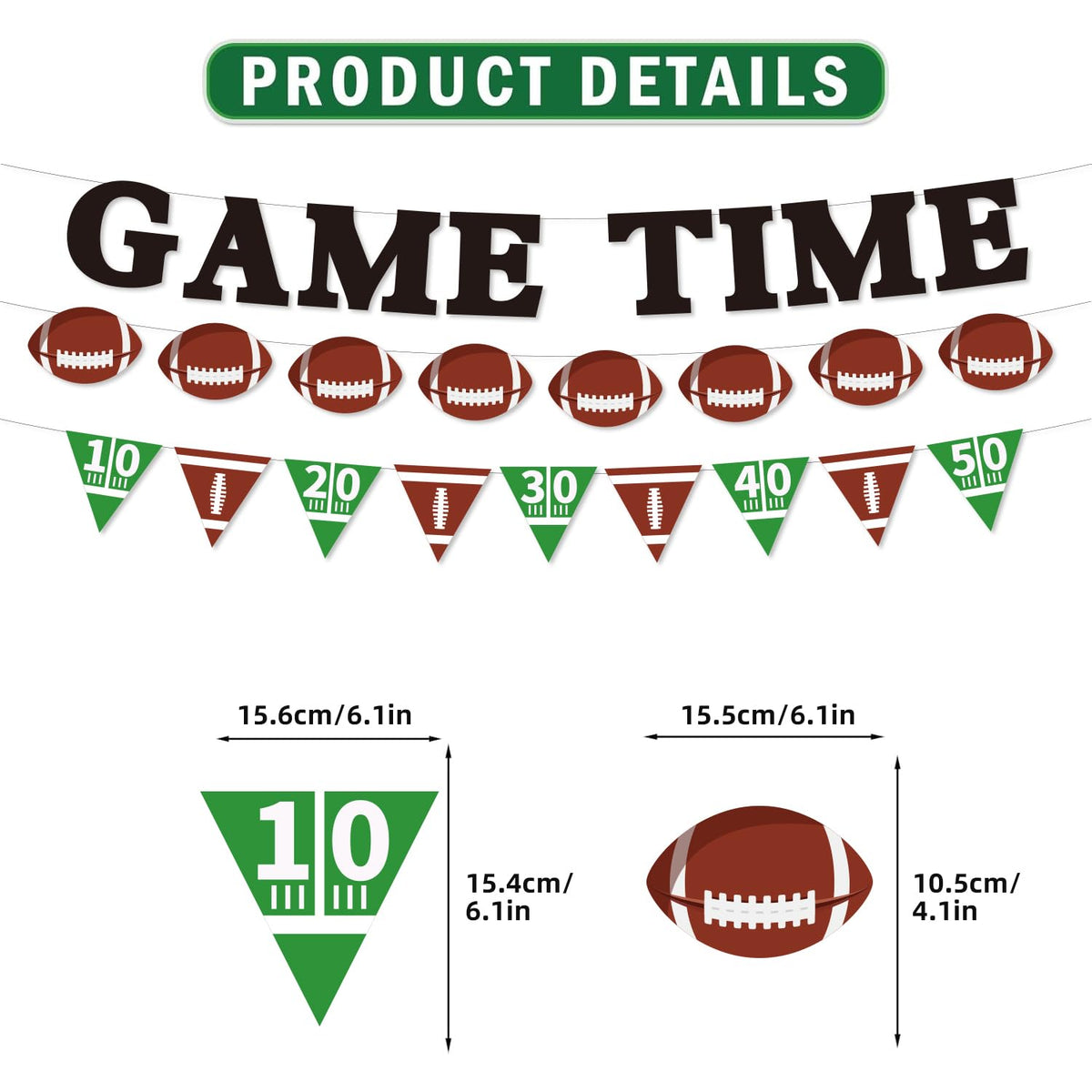 Game Time Football Banner & Decorations Green Brown Party Supplies
