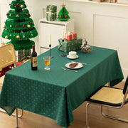 Fennco Styles Metallic Snowflake Holiday Design Jacquard Woven Tablecloth 60" W x 40" L - Green Christmas Table Cover for Home Décor, Winter Holidays, Dining Table, Banquets and Family Gathering