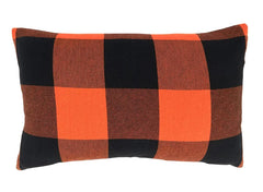 Fennco Styles Rustic Buffalo Plaid Design Cotton Decorative Throw Pillow 13 x 20 Inch - Orange Black Holiday Accent Pillow for Home, Couch, Living Room, Bedroom and Office Décor