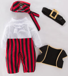 stylesilove Infant Baby Boy Cap'N Stinker Pirate Jumpsuit, Vest, Hat and Belt 4pcs Halloween Outfit Festival Clothing Set