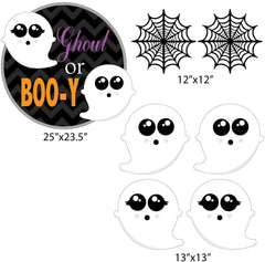 Ghoul or Boo-y Gender Reveal Yard Decorations – 7-Piece Halloween Baby Gender Reveal Yard Sign Set with Stakes