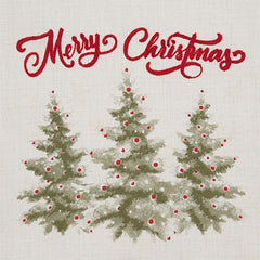 Fennco Styles Merry Christmas Holiday Trees Decorative Throw Pillow 18" W x 18" L - Natural Festive Cushion for Home, Couch, Office, Living Room, Christmas and Holiday Décor