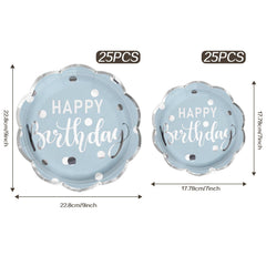 LeZakaa Birthday Paper Plates Set 50pcs 7 & 9 Inch Happy Birthday Balloon