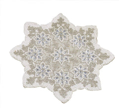 Fennco Styles Exquisite Hand Beaded Christmas Snowflake Table Runner 13 x 35 Inch - White Table Cover for Holiday, Home Décor, Banquets and Special Occasion