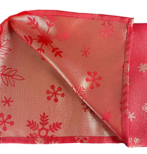 Fennco Styles Holiday Foil Print Snowflake Tablecloth 70" W x 70" L - Red Woven Table Cover for Home Décor, Banquet, Family Gathering, Christmas, Special Occasion (70"X70" Tablecloth)