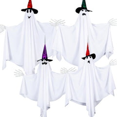 Threan 4-Piece Hanging Ghost Decorations 28-35" White Halloween Decor