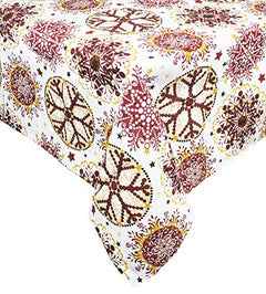 Fennco Styles Holiday Decor Red Snowflake Print Tablecloth